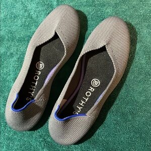 Rothy's Gray Flats with Blue Trim